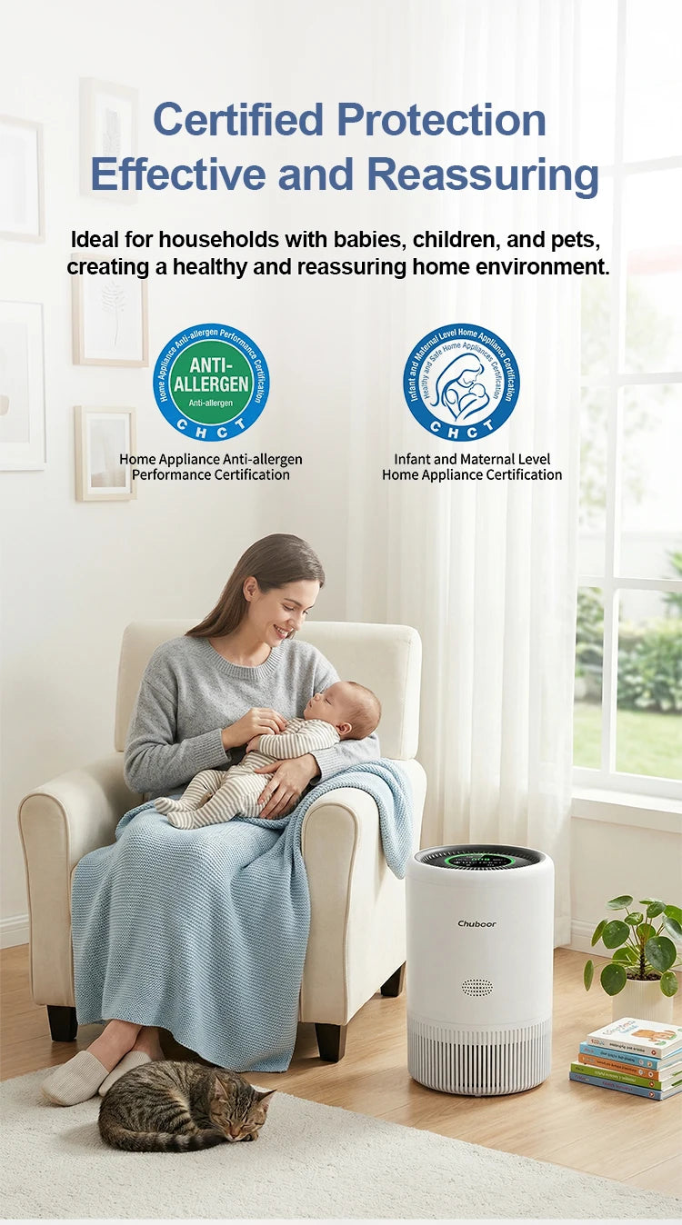 Chuboor Air Purifier Quiet Air Cleaner with High-Efficiency Filtration,H13 HEPA Removes Smoke, Dust, Pollen, Pet Hair