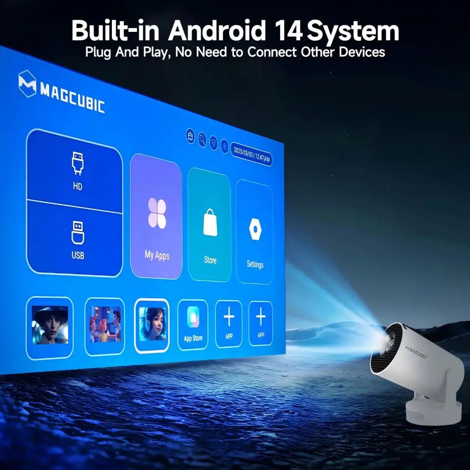 Magcubic HY300Pro+ Voice Control Projector 8K Android 14 Beam 8000 Lumens Wifi6 BT5.4 Cinema Outdoor portable add Airmouse