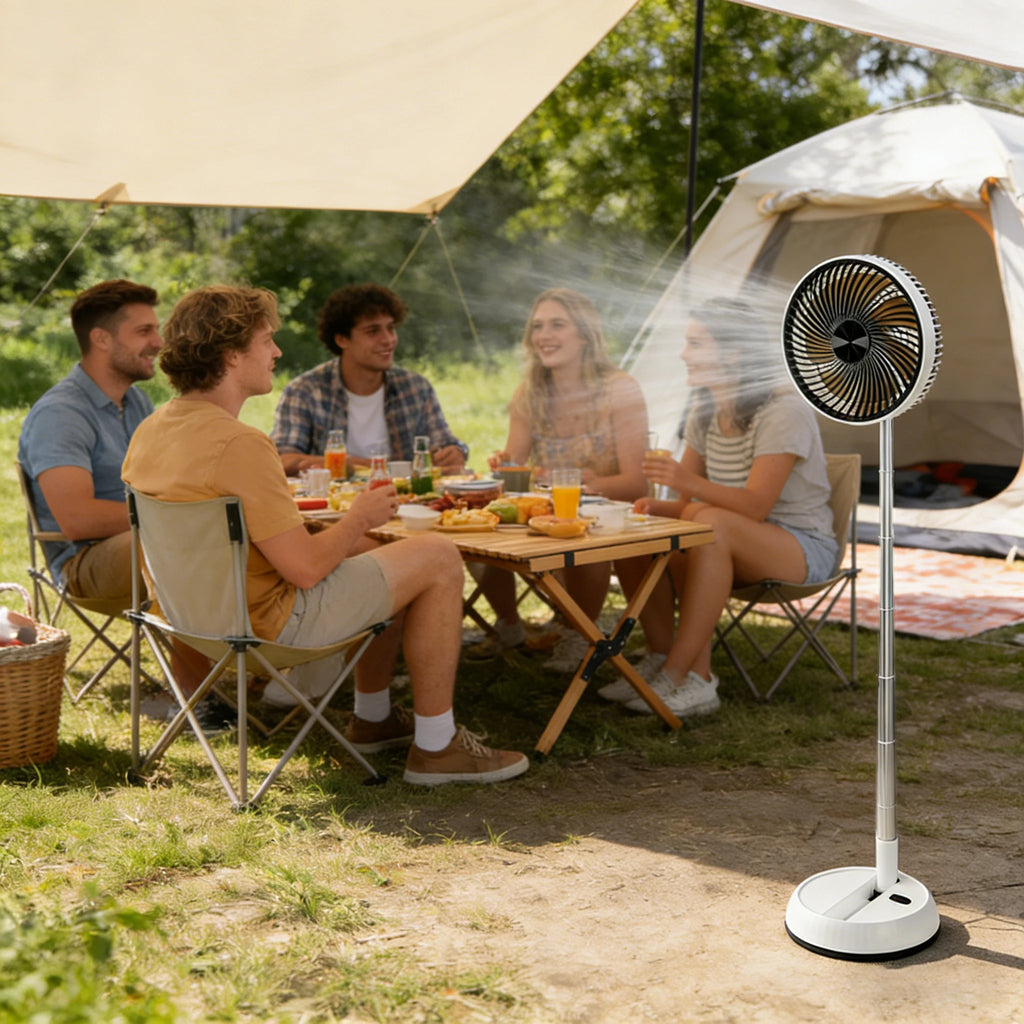 Outdoor folding telescopic fan remote control office automatic shaking desktop fan convenient and quiet USB charging fan 7200mAh