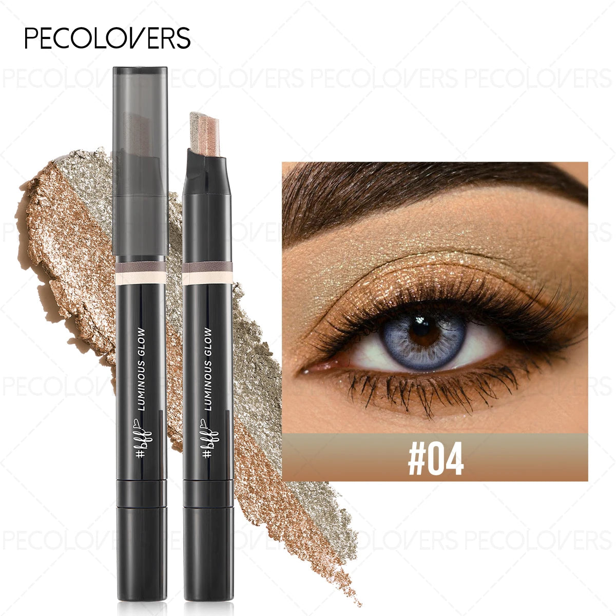 1PC Glitter Double Color Eyeshadow Stick Metallic Gradient Waterproof Two Tone Long Lasting Shimmer Shadow Pen 2 in 1 Eye Makeup