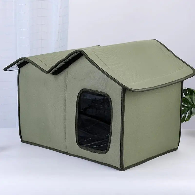 Cat Outdoor House Large Insulated Cat Shelter Waterproof Weatherproof Pet House With Transparent Door Washable Cat Hut For Cat