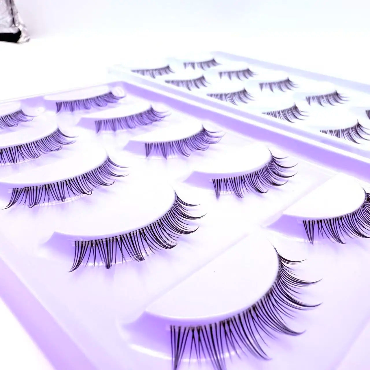 Soft & Natural Eye Enhancement 5 Pairs False Eyelashes  Transparent Stem Soft Natural Strip Lashes