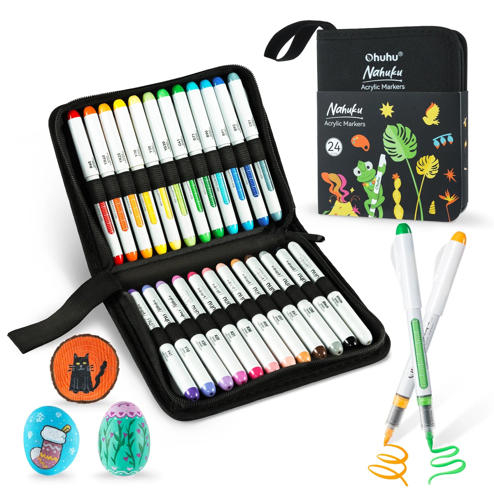 Ohuhu Nahuku Direct-ink Acrylic Markers Acrylic Paint Markers Direct Liquid Flexible Brush Tip High Opacity Paint Pens Lightfast