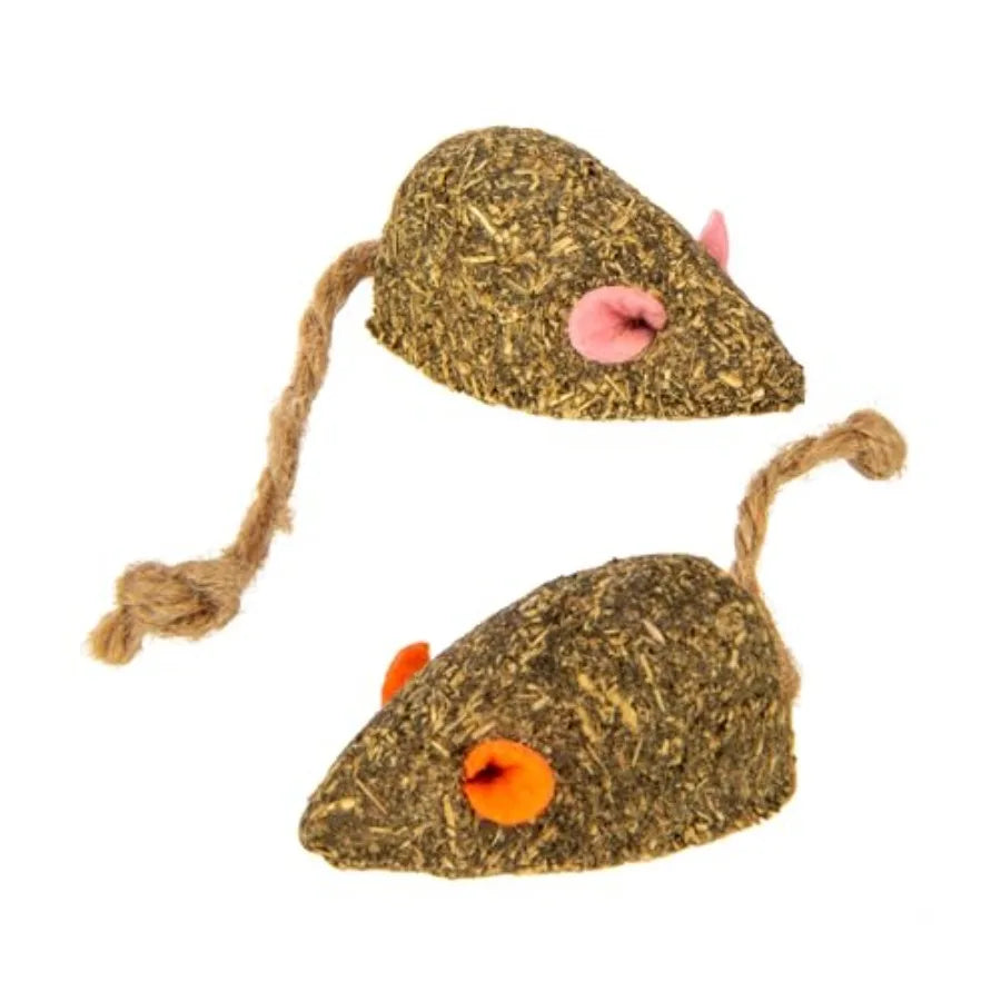 Instincts Mouser Mayhem HappyNip Cat Toy Compressed Catnip Silverine-Shaped Mice Mentally Stimulating Durable Less Mess 2-Pack