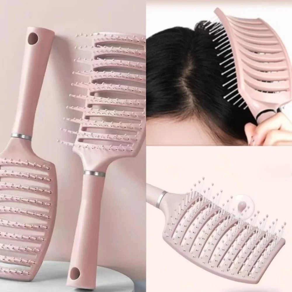Gentle Pink Hollow Scalp Massage Comb Hairdressing Wide Tooth Hair Comb Wet Curly Massage Brush Barber Styling Hairdressing Tool