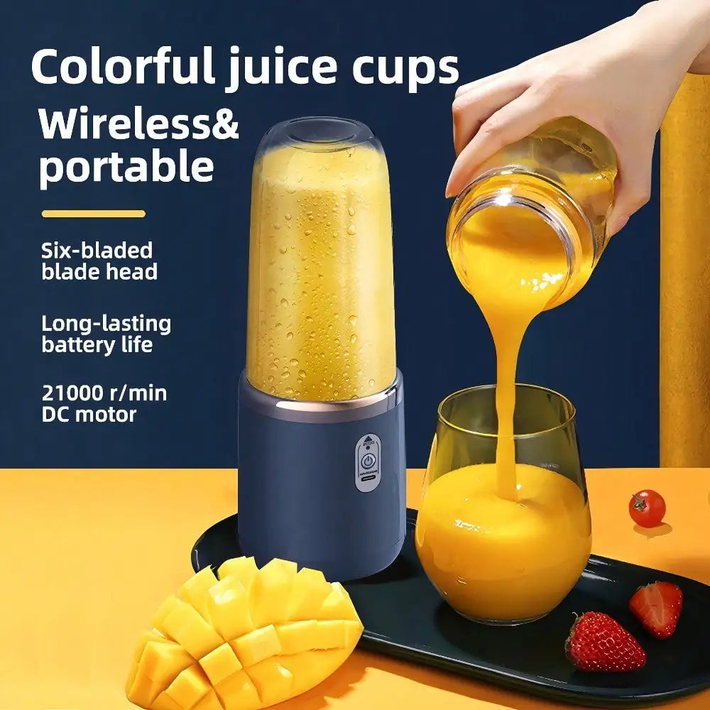 Juicer Cup + Portable Outdoor Cup, Dual Cups, Detachable, Easy To Clean, For Making Fine Juice, Fruit Blender, Beverage Maker, Suitable For Home, Outdoor Travel, Office, USB Charging, Portable Blender, Juice Mixer - Perfect G