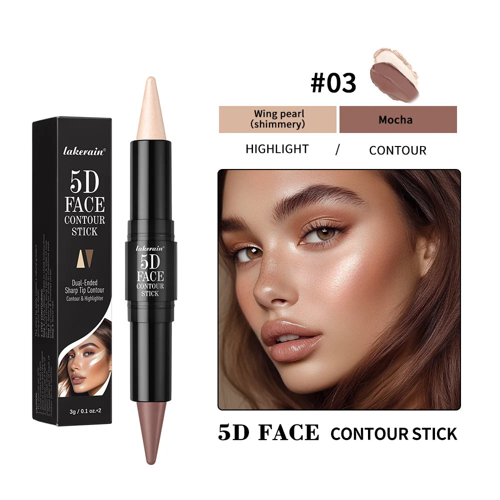 Dual Head Contour Highlighter Stick Sculpt V Face Nose Shadow Concealer Waterproof Long Lasting Smooth Blending Facial Makeup Cosmetics