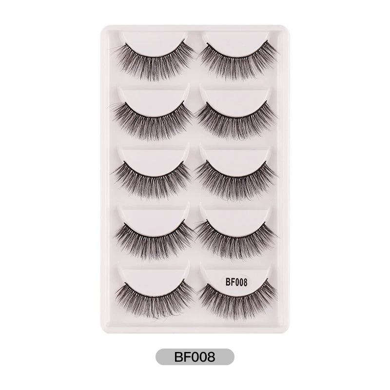 New 5Pairs Handmade 3d Mink Lashes Short False Eyelashes Cross Messy Dense Natural Eye Lashes Stage Makeup False Eyelashes E08