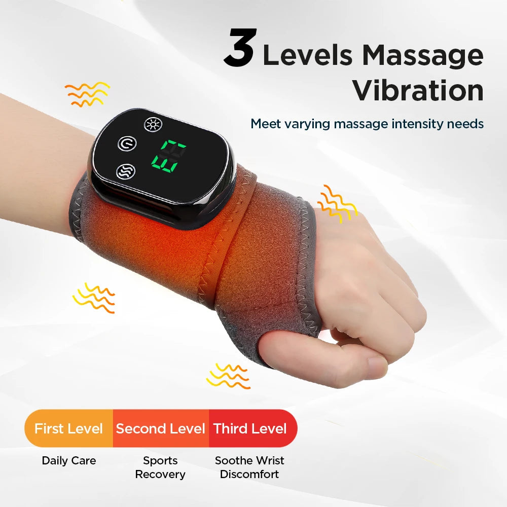 Electric Foot Hand Massager 5-Level Far-Infrared Hot Compress Vibrate Heat Ankles Wrist Guard Bracket Joint Portable Relax Timer