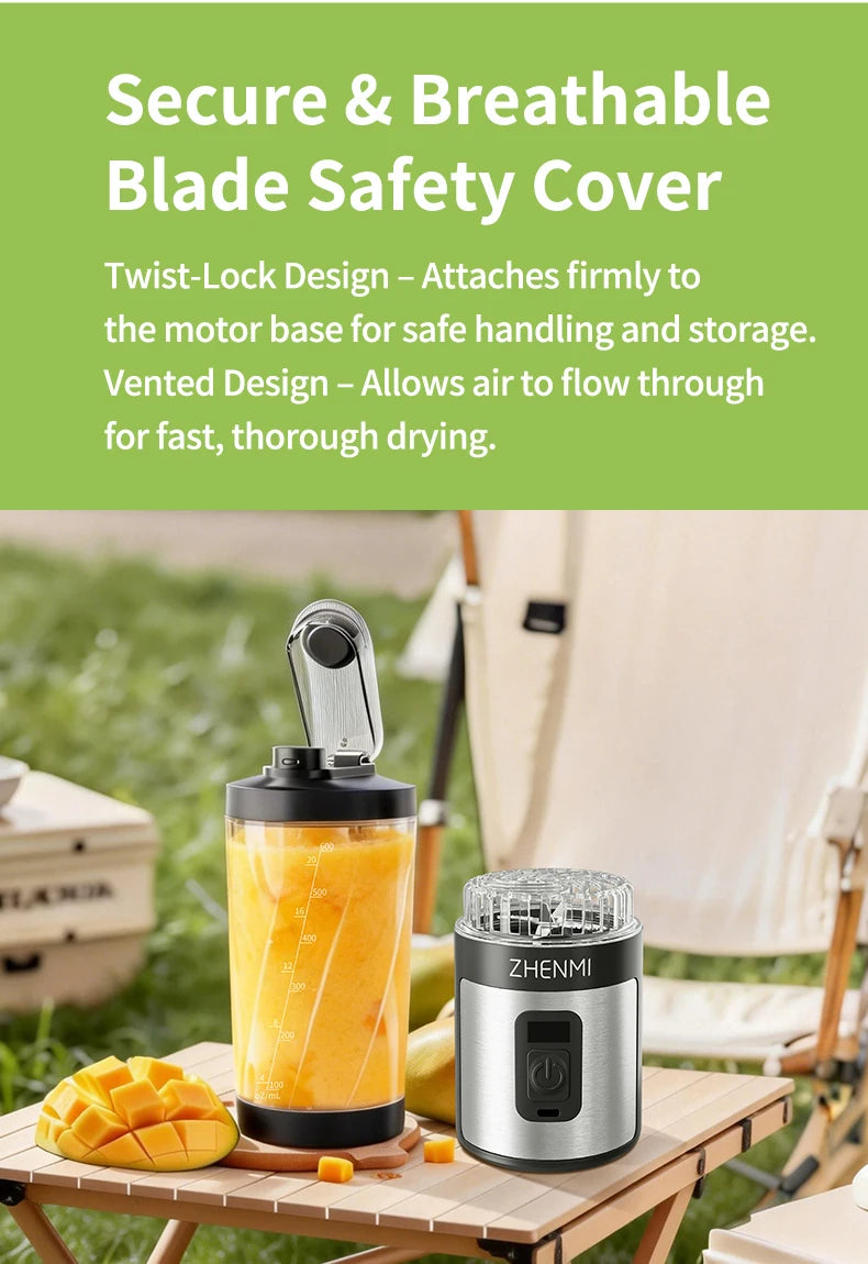 ZHENMI Personal Portable Blender with Digital Auto-Countdown Display, 20oz Leakproof Travel Cup with Guarded 6-Blade for Ice Cru