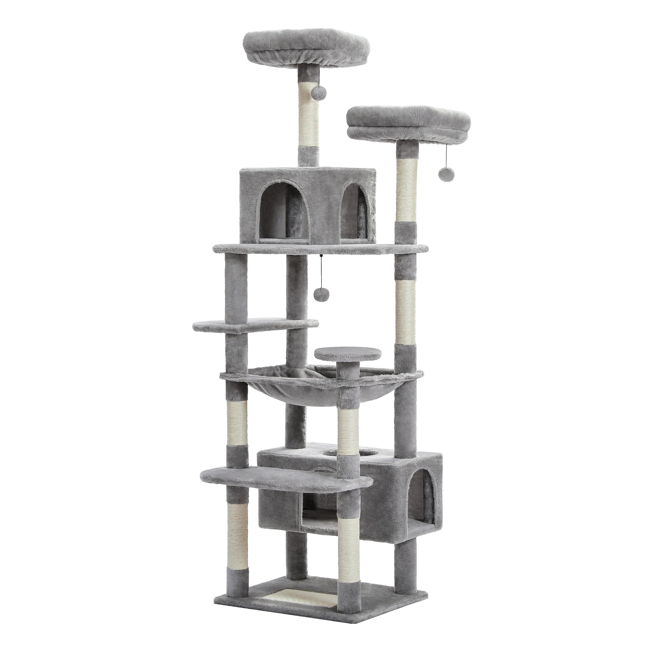 Sturdy Multi-Level Cat Tree Tower with Natural Sisal Scratching Posts,Cozy Hammock&Condo, Large Top Perch, and Fun Dangling Ball