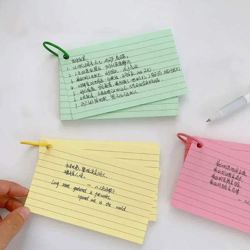 1Pcs Binder Horizontal Line Memo Book Loose-Leaf Index Cards Flash Cards Small Revision Cards for Study Office NotePads