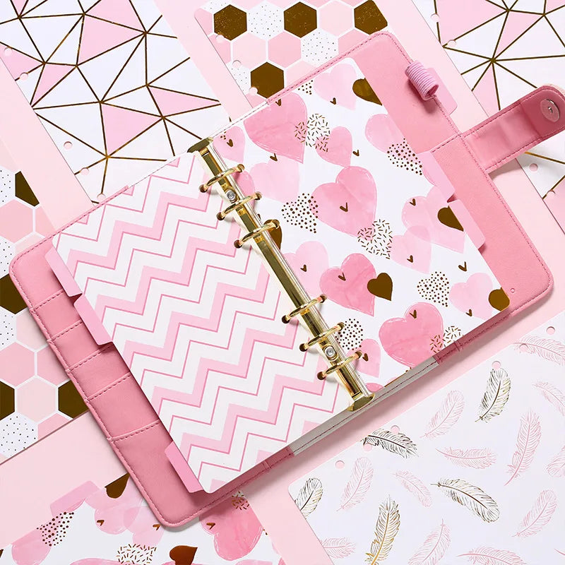 5pcs A5 A6 Loose-leaf Notebook Divider Sheets Pink Gold Divider Card Index Page Suitable for Diary Planner Notebook