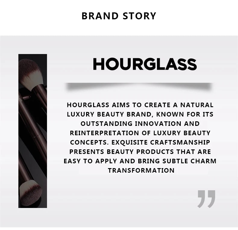 Hourglass Makeup Brush- No.7 Finishing Brush Soft Fiber Hair Portable Powder Brush Fashion Design Single Face Brush