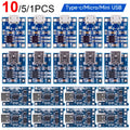 1-20PCS 1A 18650 Lithium Battery Protection Board Type-c/Micro/Mini USB Charging Module TP4056 With Protection One Plate Module