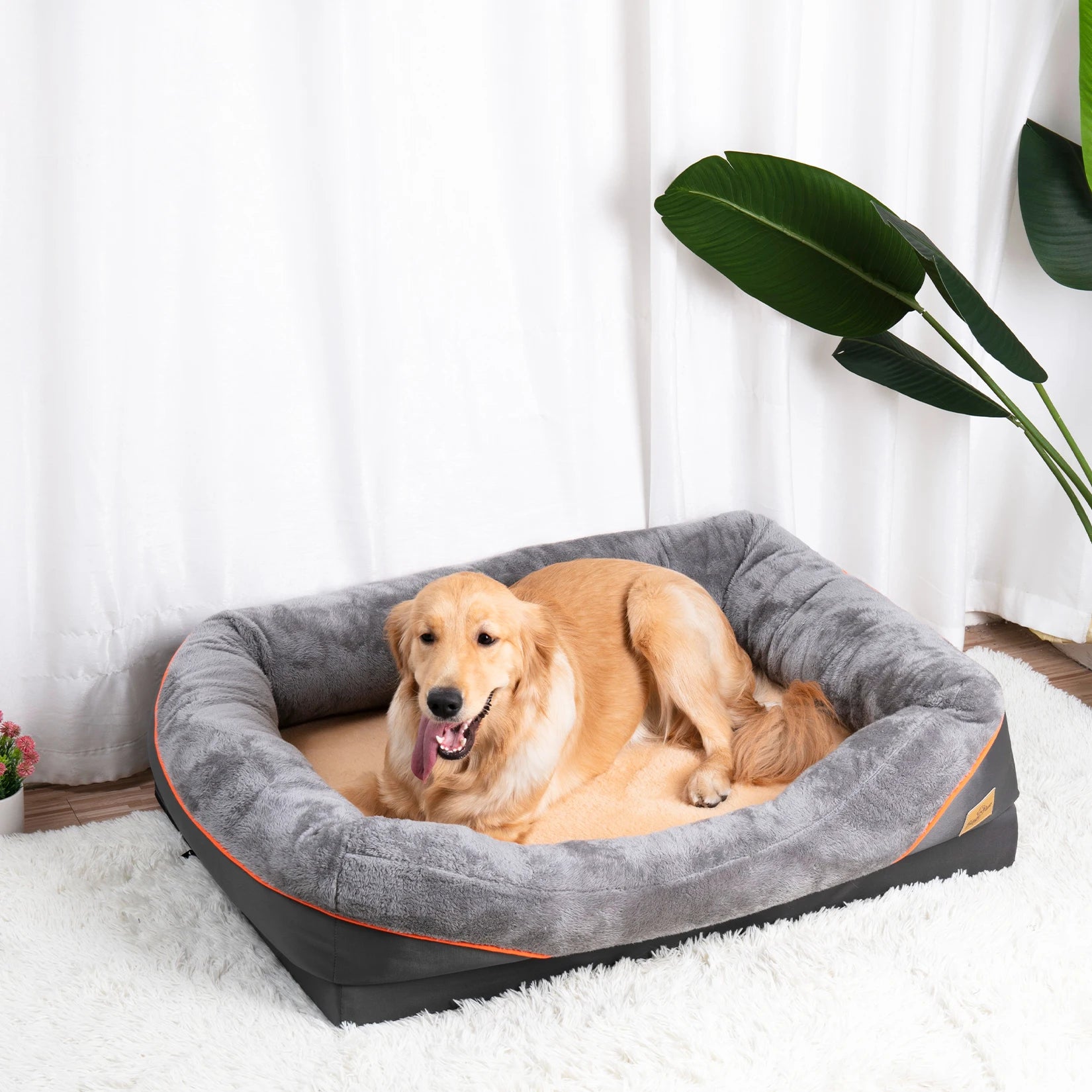 Large Dog Bed Soft Comfortable Warm Fleece Anti-Allergy Pet Bed with Removable Washable Cover Waterproof
