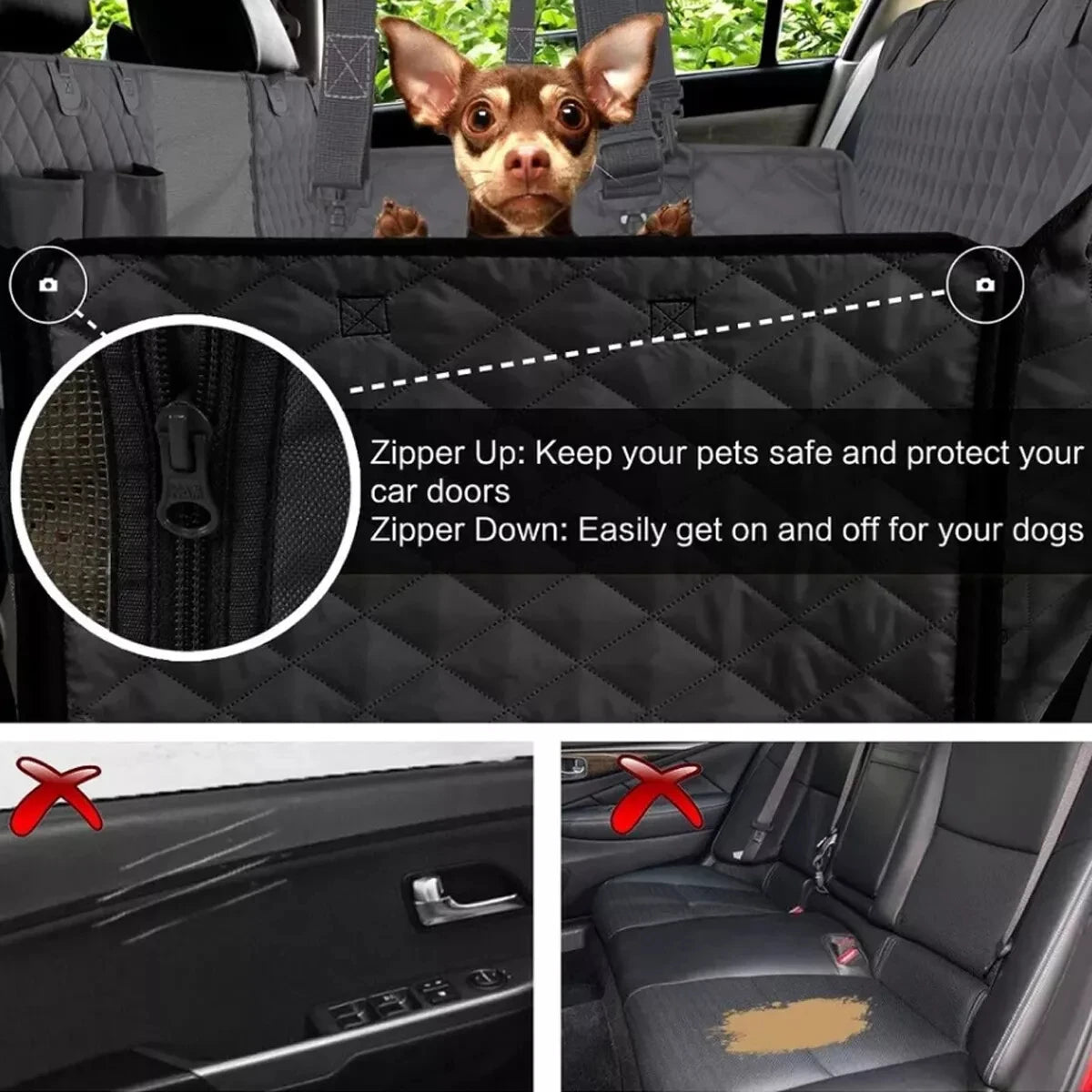 Car Dog Seat Cover for Back Seat Waterproof Auto Rear Pet Seat Protector Mat Nonslip Universal Safety Carrier For Outing Dogs