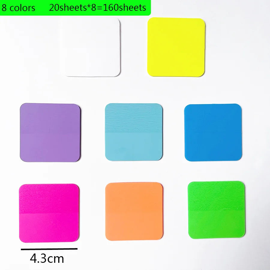 8 Colors 160 Sheets Transparent Sticky Note Memo Pad Scrapes Stickers Waterproof Clear Notepad School Stationery Office Supplies
