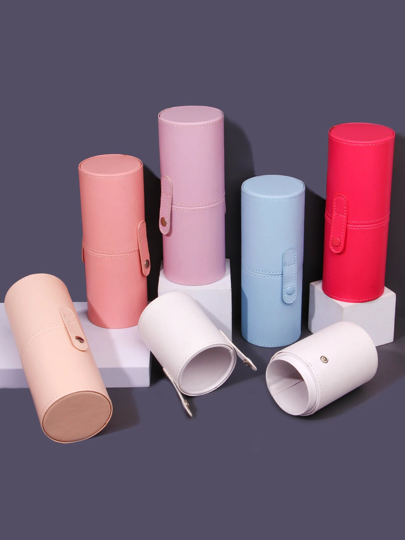 Portable Multi-Color Makeup Brush Bucket Storage Container Dustproof Brush Bucket with Lid Desktop Storage Pen Holder