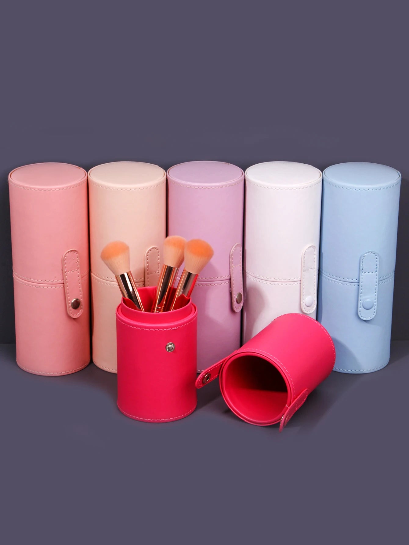 Portable Multi-Color Makeup Brush Bucket Storage Container Dustproof Brush Bucket with Lid Desktop Storage Pen Holder