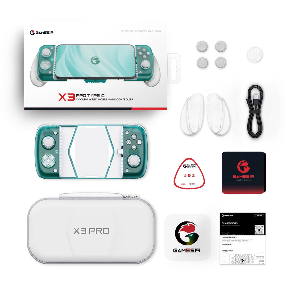 GameSir X3 Pro Mobile Gaming Controller, Hall Effect Joysticks & Built-in Cooling Fan for Android Cellphone and iPhone