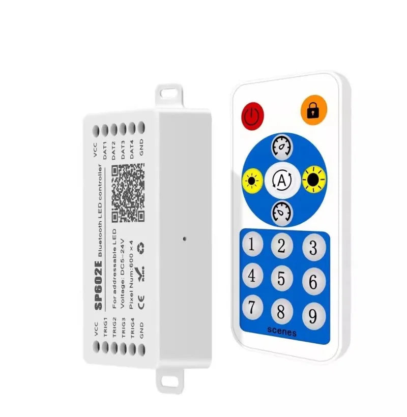 DC5-24V SP602E led bluetooth pixel controller 4 CH Signal Output supports both smart phone APP and RF remote input
