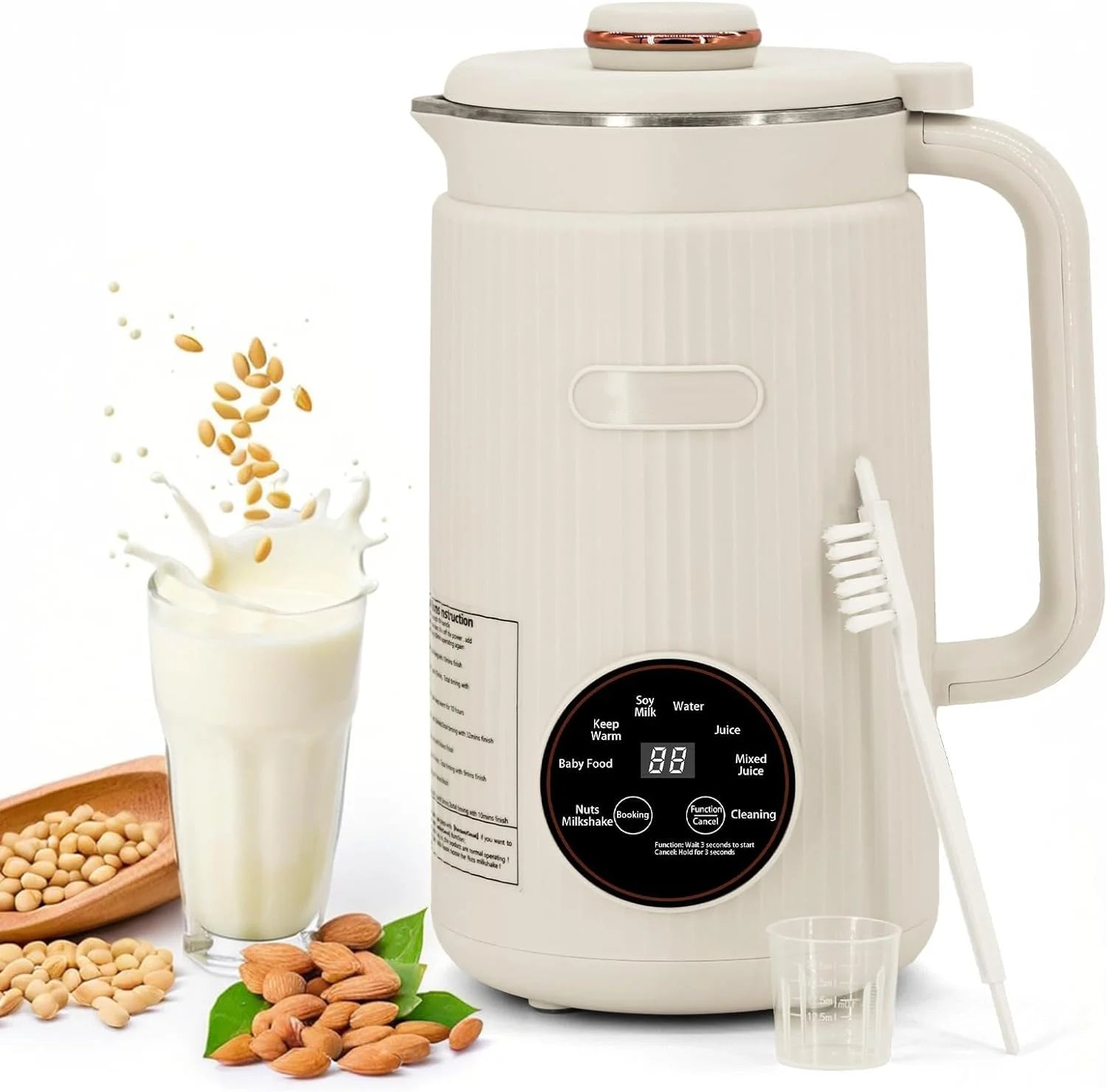 8-in-1 Multifunctional Automatic Nut Milk Machine&Coffee Maker, 40oz Auto Self-Cleaning Delay Start, Keep Warm Boil