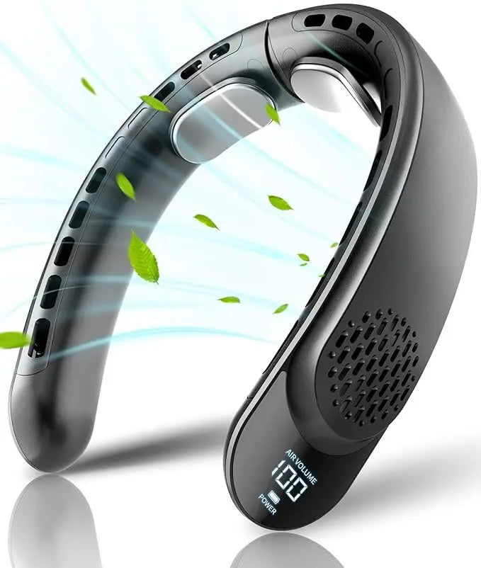 Portable Neck Fan 4 Turbo Neck Fan 4000mAh Battery Operated USB Rechargeable Personal Fan, 3 Speeds, 360° Cooling Air Fan