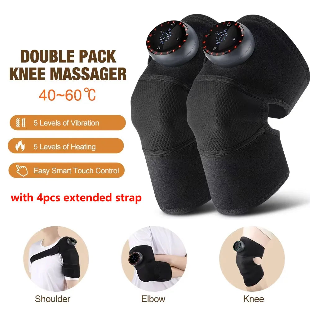 3-in-1 Electric Heating Knee Pad Massager for Shoulder Elbow 5-level Vibration Hot Compress Cordless Massage Muscle Joint Relax