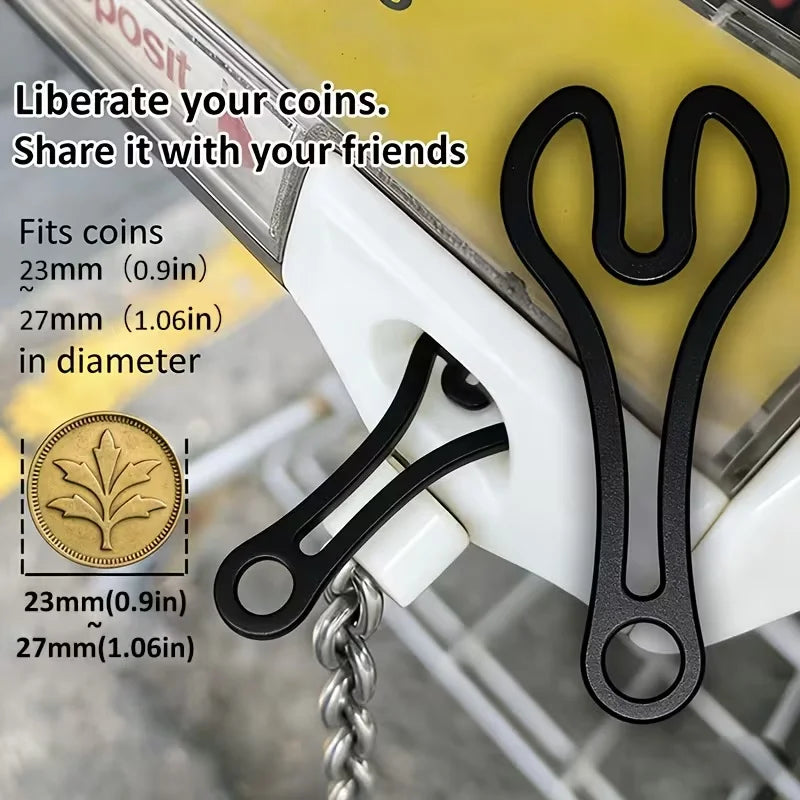 2Pcs Shopping Cart Token Keychain - Supermarket Trolley Unlocking Tool, 3D Plastic, Portable & Reusable, Compact Sturdy Design
