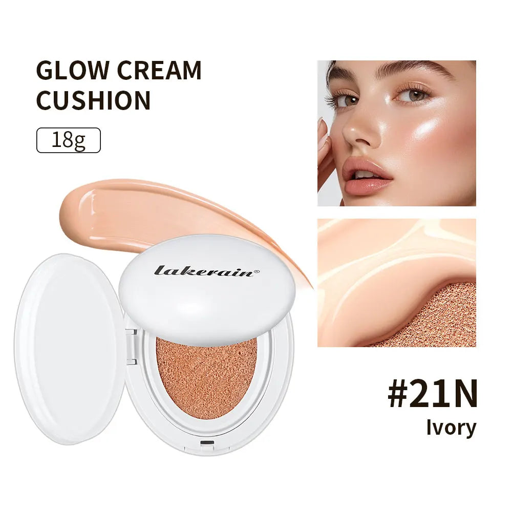 Dewy Glow Cream Cushion Foundation Hydrating 24H Long Lasting Moisturizer Natural Light Coverage Radiant Skin Finish Daily Portable Face Makeup Cosmetic