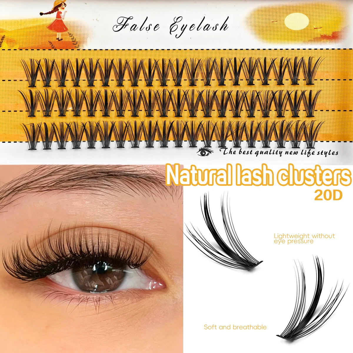 20D/30D Mink Eyelashes 1 Box /60 Bundles Natural Eyelashes Extension 3D Russia Individual Eyelash Cluster Makeup Tools Eye Black