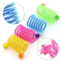 Flexible Spring Mesh Cat Toy with Pom Pom Balls, Colorful Bendable Coil Tube Interactive Kitten Play Toy