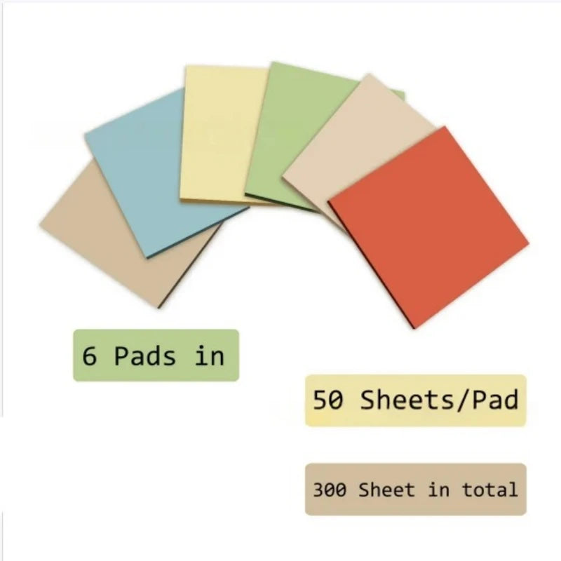 3x3inch Office and Study Notes Fluorescent Color Sticky Notes Student Sticky Notes Tear-off Message and Note-taking Notebook