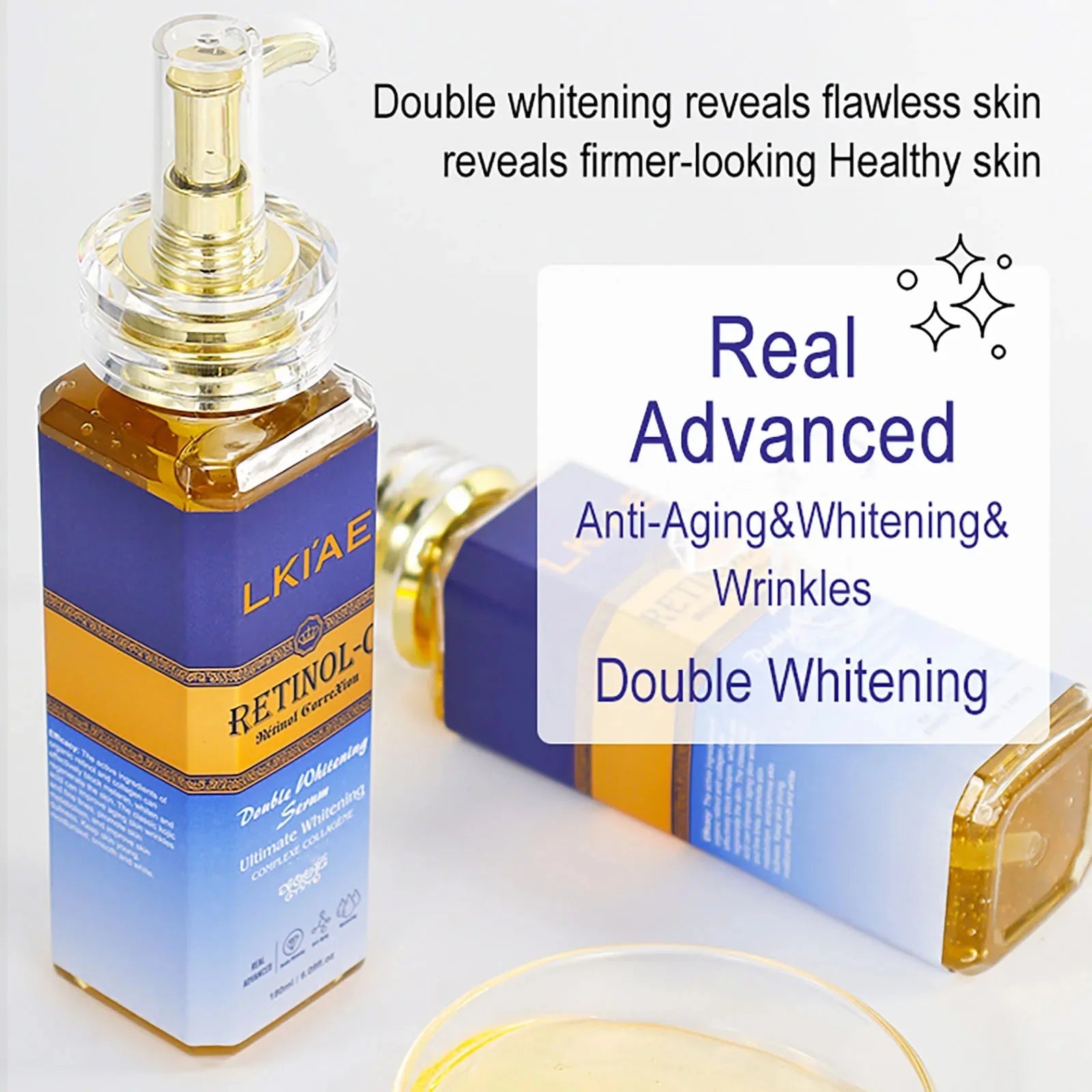 LKIAE Retinol Whitening Skin Care Set, Moisturizing, Reduce Wrinkles, Fine Lines, Dark Spots, With Collagen, Snail Extract
