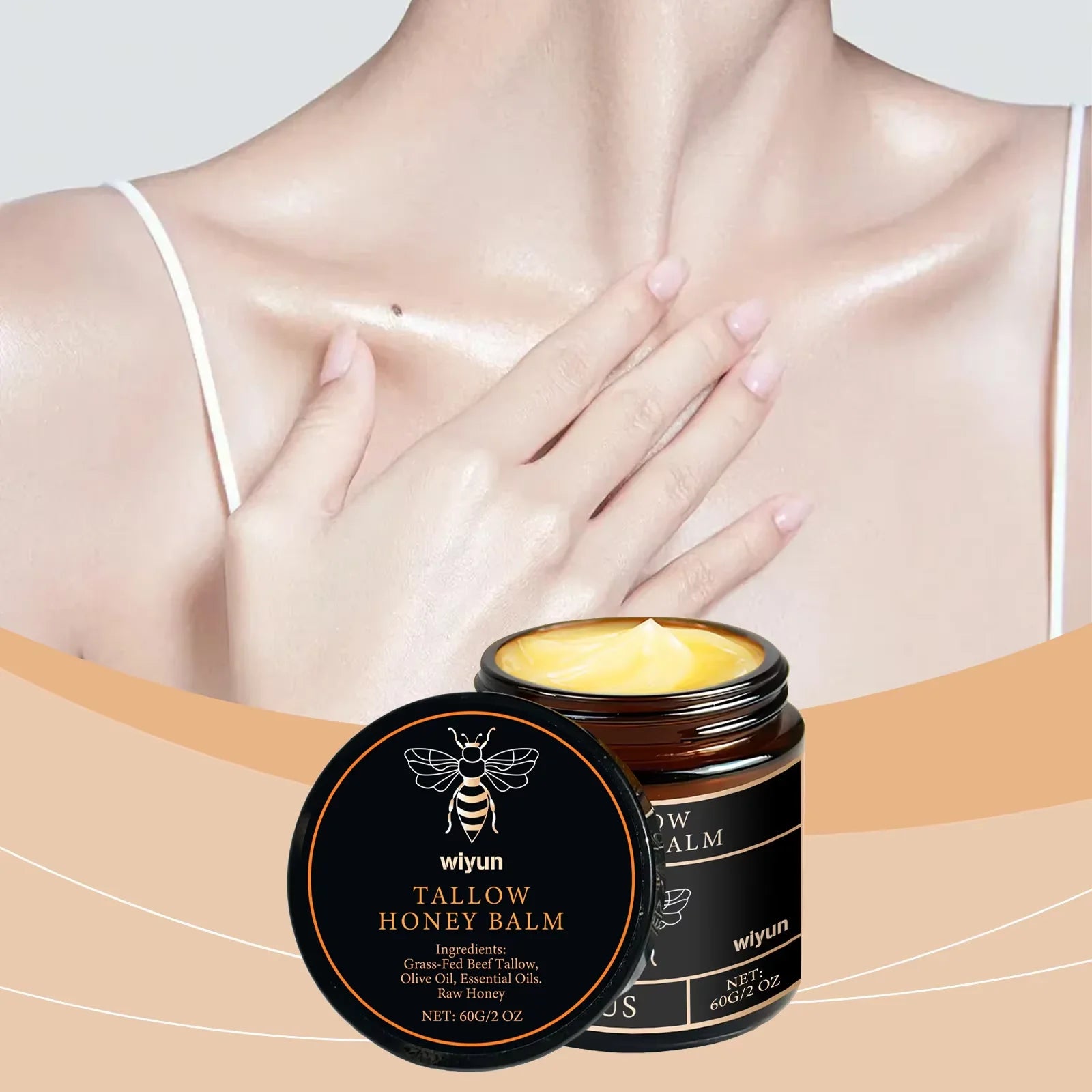 Tallow Honey Balm Glowing Hydrating Skin Enhacne Elasticity Improve Dullness Fade Fine Lines Firming Face Body Moisturize Cream