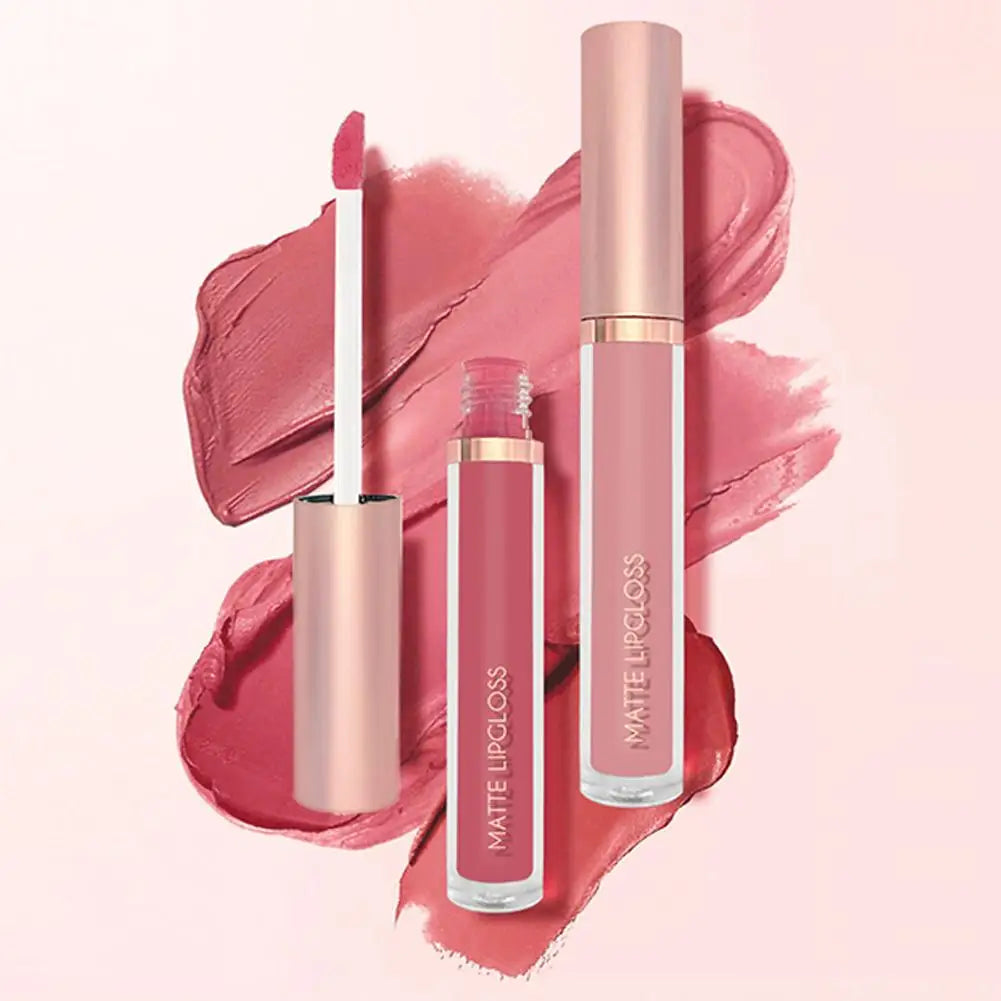 3pcs/set Nude Lip Gloss Matte Velvet Lipstick Waterproof Long-lasting Liquid Lipstick Women Moist Lip Tint Non-Stick
