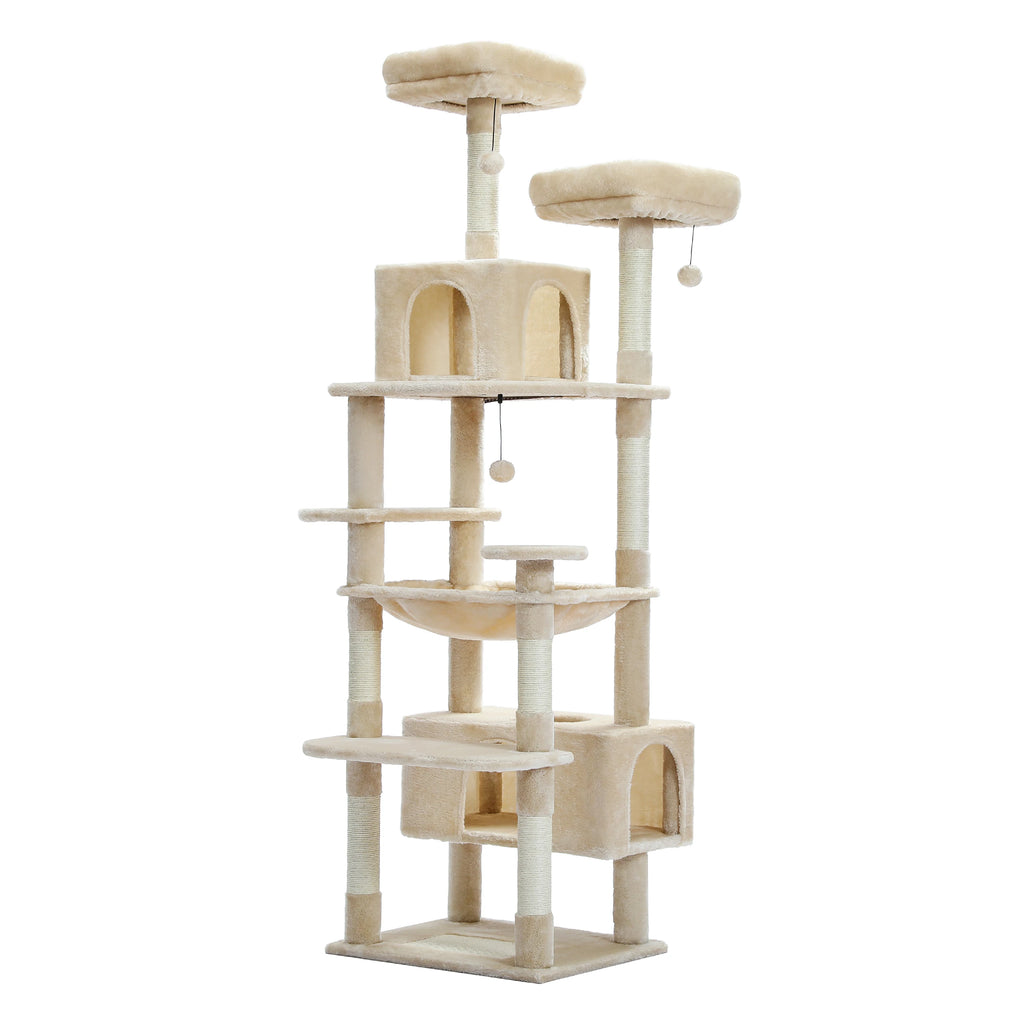 Sturdy Multi-Level Cat Tree Tower with Natural Sisal Scratching Posts,Cozy Hammock&Condo, Large Top Perch, and Fun Dangling Ball