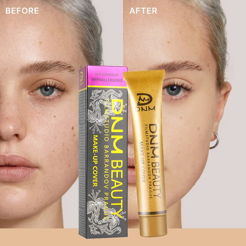 Gold Tube Full Coverage Concealer,Face High Coverage Foundation Cream For Dark Circles Tattoos Freckles Redness,Even Skin Tone