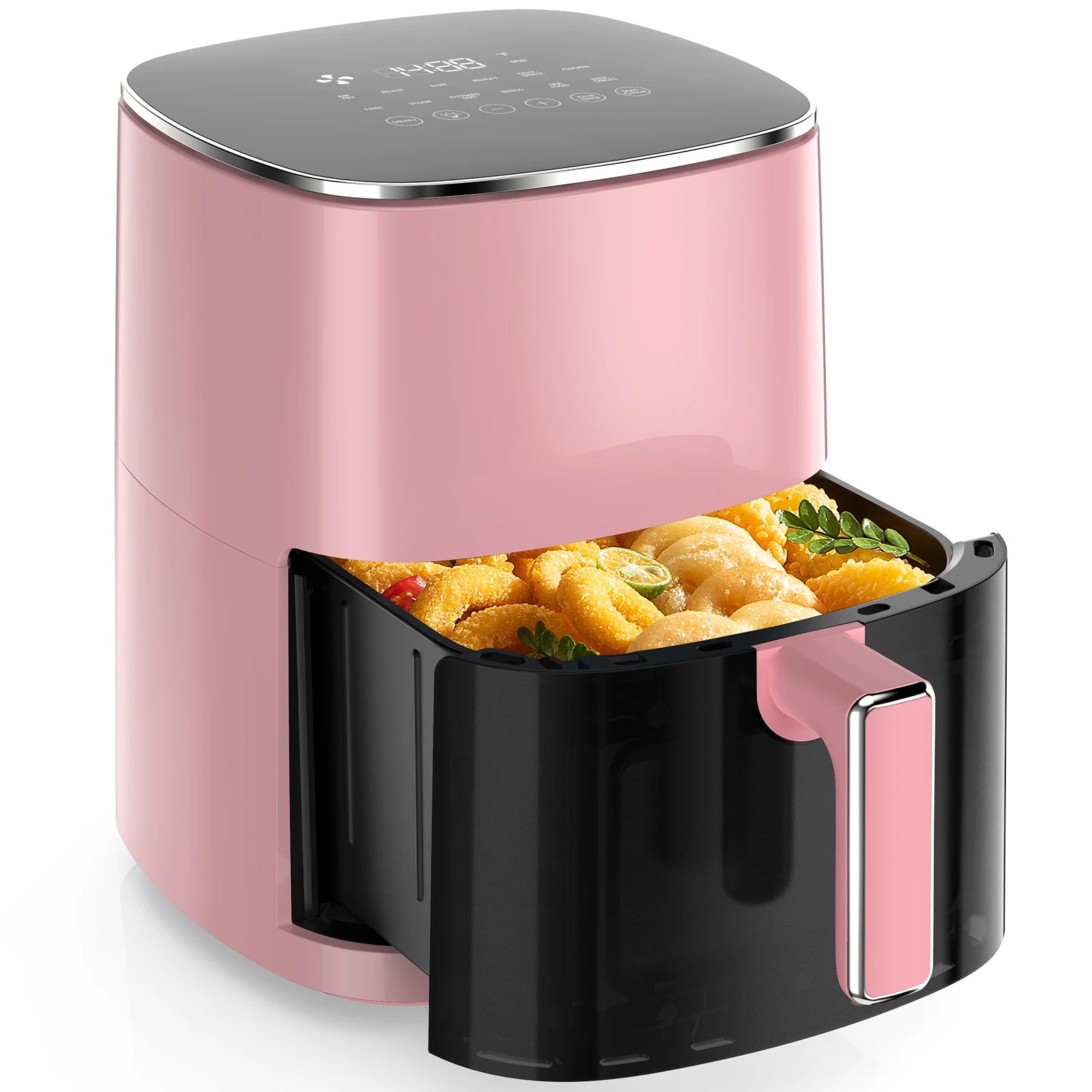 JHK 6 Quart Electric Air Fryer with Window Square Air Fryer 400F 12-in-1 Air Fry Roast Reheat Dehydrate Fries Custard Chicken Vegetabels and Keep Food Warm