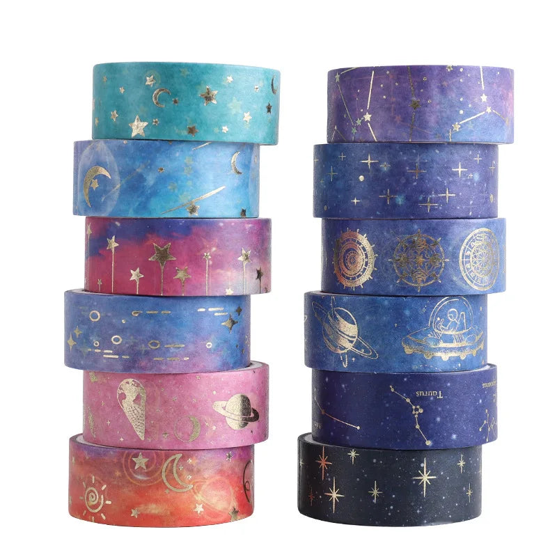 12 Rolls Per box Starry Sky Theme washi Tape Set Galaxy Constellation Pattern Decoration Stickers