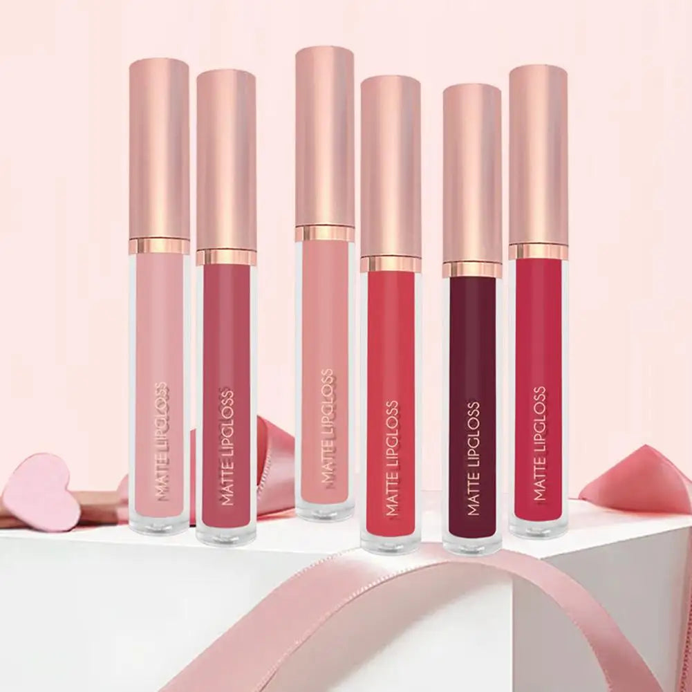 3pcs/set Nude Lip Gloss Matte Velvet Lipstick Waterproof Long-lasting Liquid Lipstick Women Moist Lip Tint Non-Stick