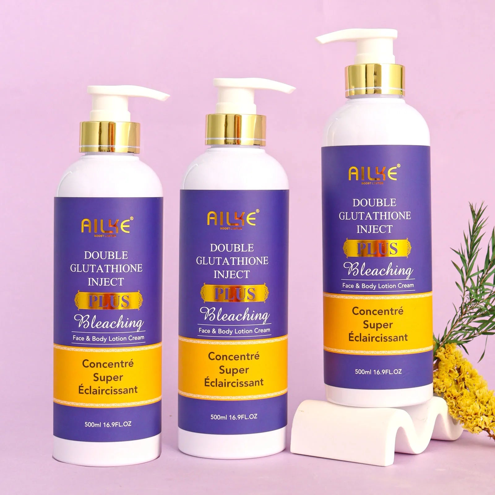 AILKE Double Glutathione PLUS Whitening Skin Care Set, Moisturizing, Reduce Dark Spots, Freckles, Melasma, Hyperpigmentation