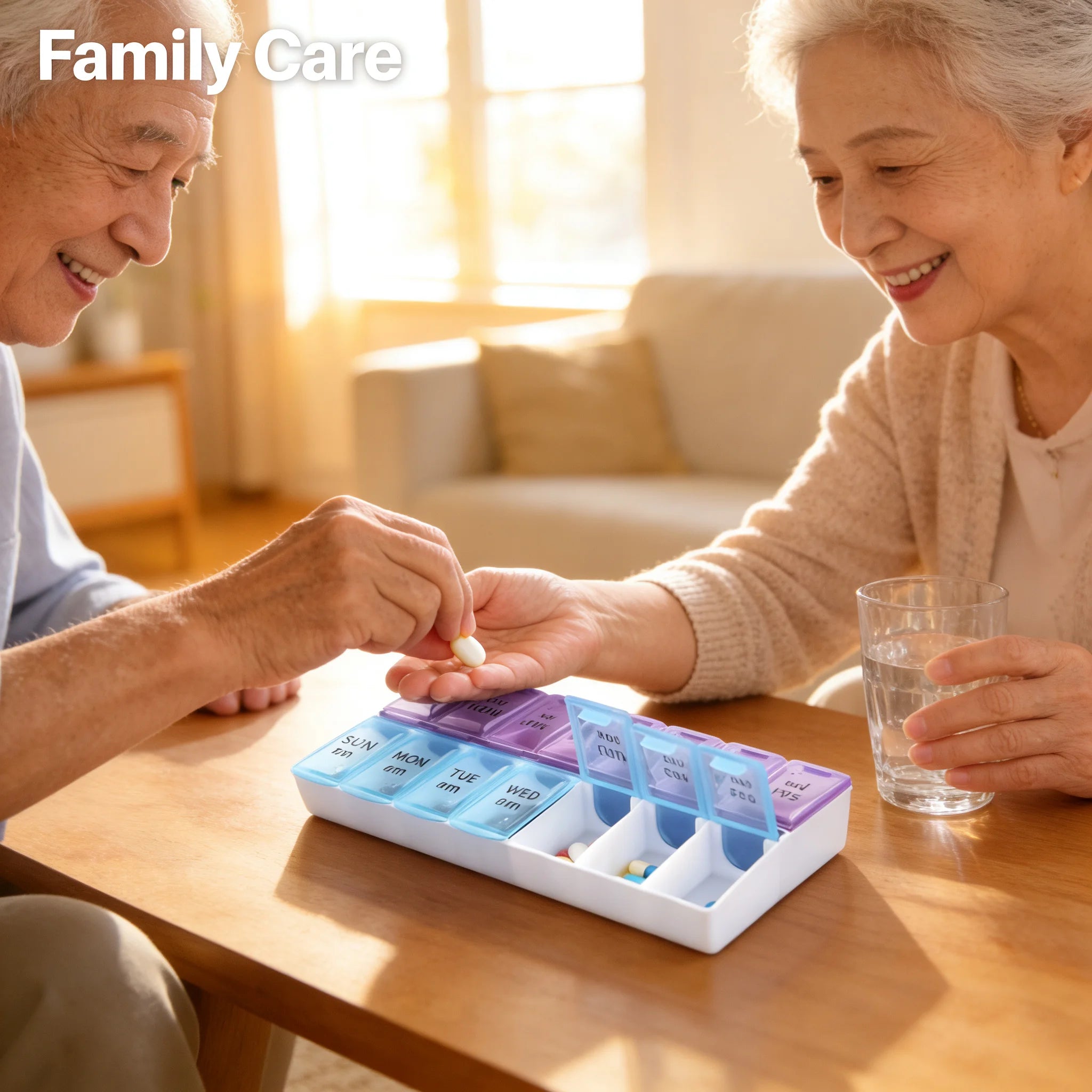 Daily Pill Reminder Box 7 Slots - Portable Sealed Moisture-Proof for Office Workers Travel Medication pillbox