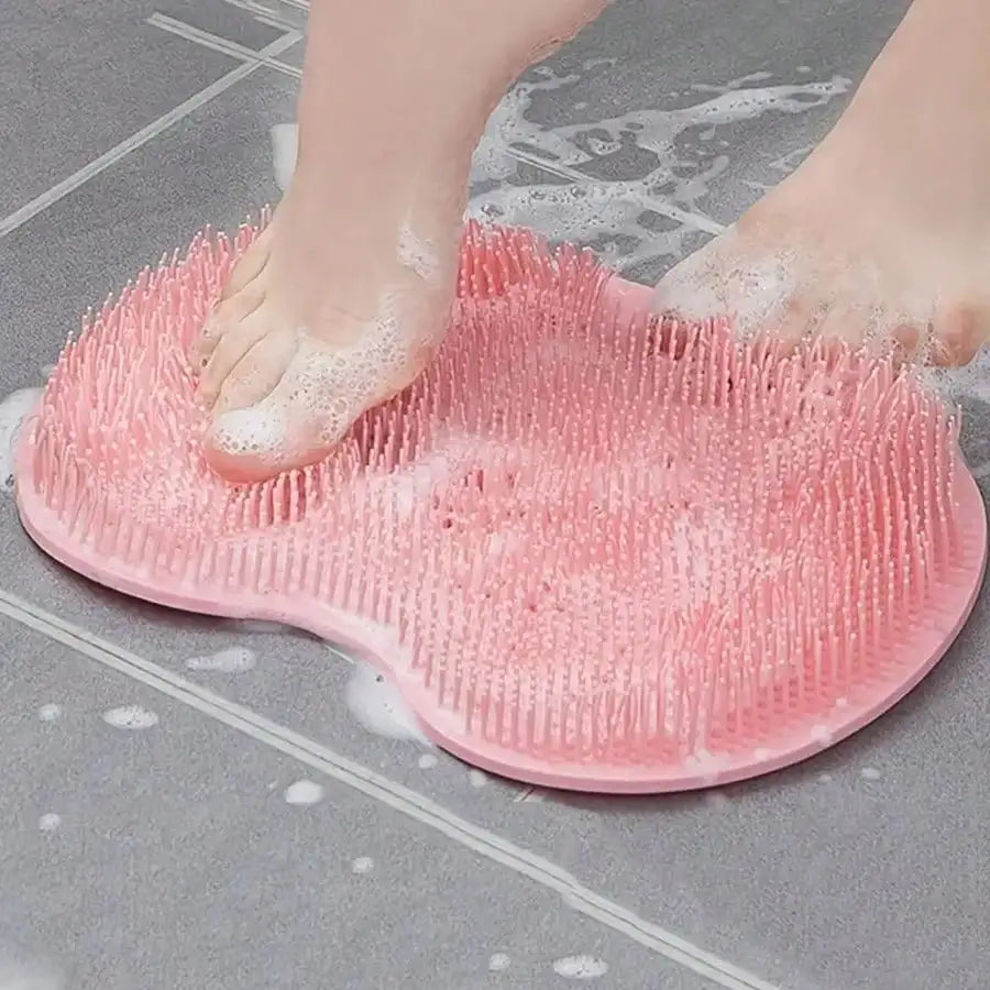 Silicone Shower Massage Mat Foot Scrubber Wall-Mounted Back Exfoliator - Anti-Slip Suction Cup