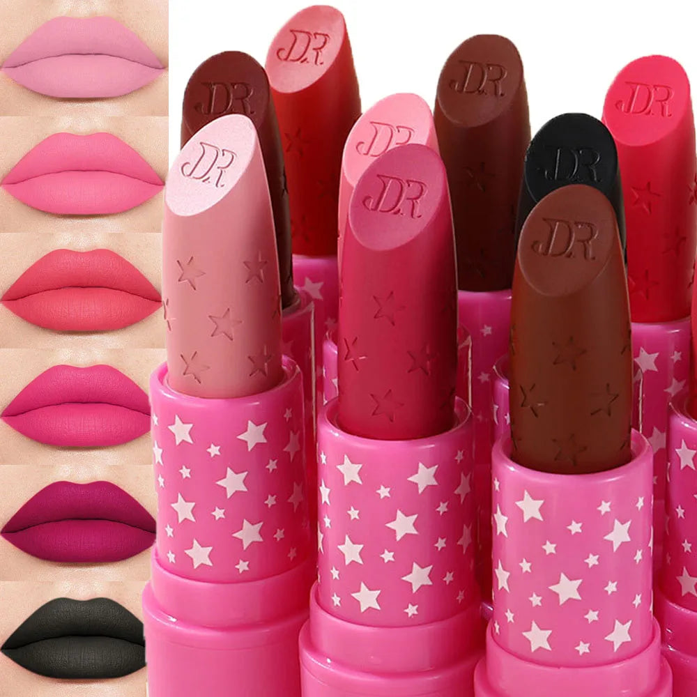 Nude Pink Lipstick Stick Waterproof Sexy Rose Red Velvet Matte Lipstick Lasting Non-stick Cup Lip Gloss Lips Makeup Cosmetics