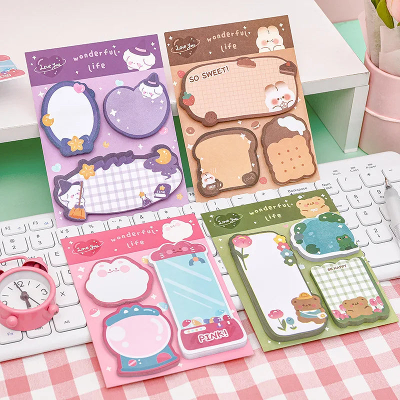 1 Piece Cartoon Adhesive Cute Animals Notes Notepad Memo Pad Stationery Sticker