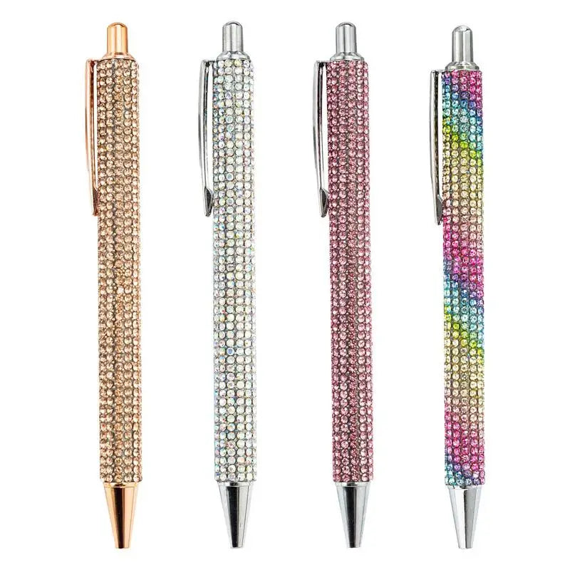 Ballpoint Pen Pearl Rhinestone Ballpoint Pen Retractable Ink Rhinestone Pen Luxury Rhinestone Cute Rose Gold Metal Stationery
