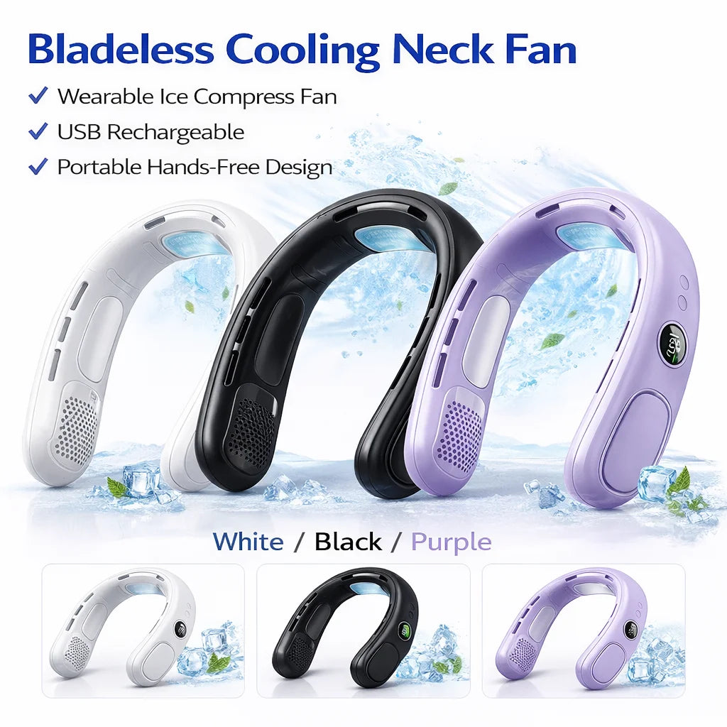 N90 Neck Fan Semiconductor Cooling 5-Speed Bladeless Wearable Fan USB Rechargeable Portable Outdoor Travel Camping
