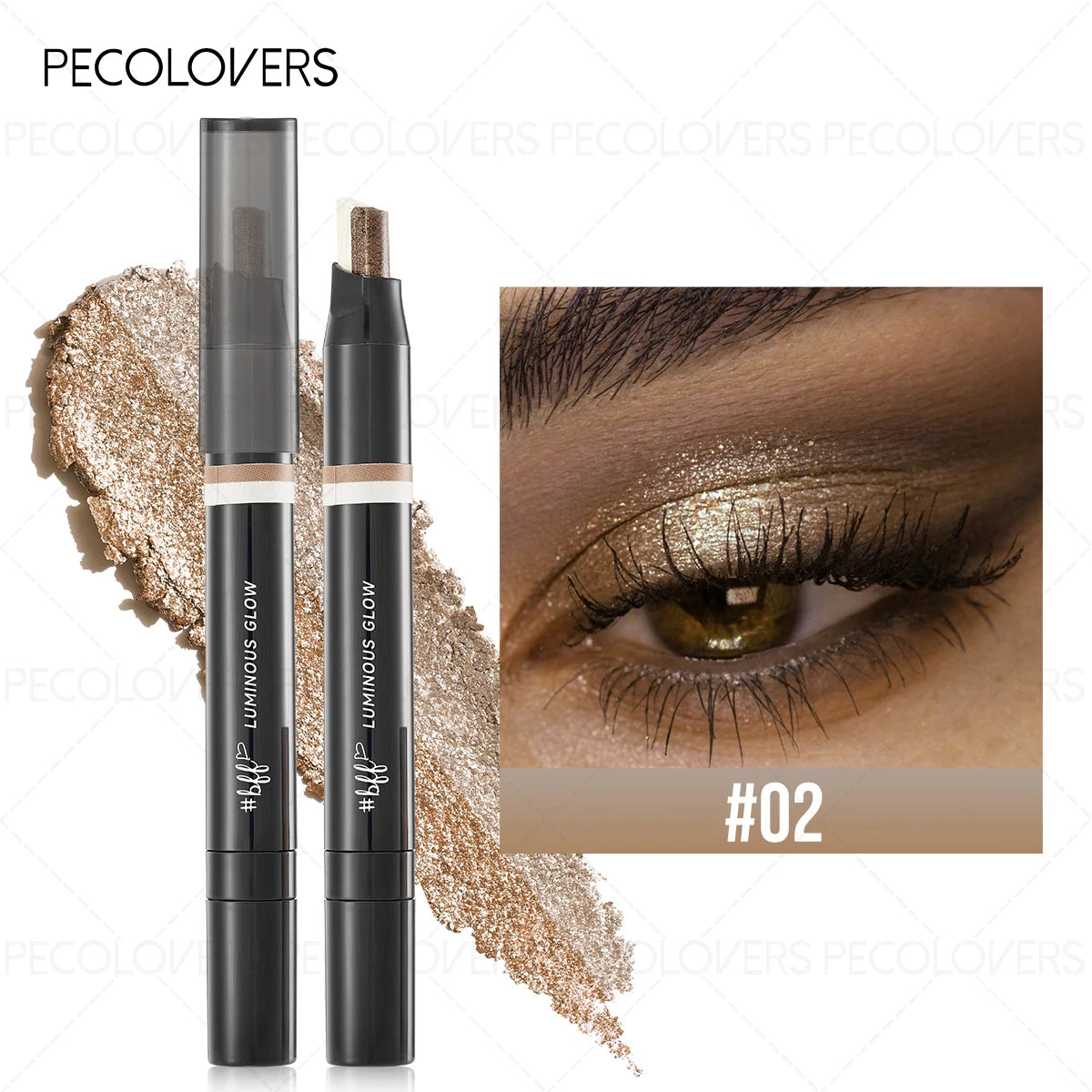 1PC Glitter Double Color Eyeshadow Stick Metallic Gradient Waterproof Two Tone Long Lasting Shimmer Shadow Pen 2 in 1 Eye Makeup